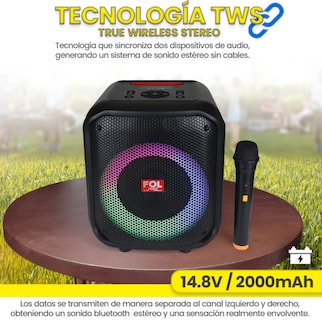 Foto 8 | Bocina FOL Inalámbrica Bluetooth Portátil Recargable TWS con Micrófono FS-L1206M Negro