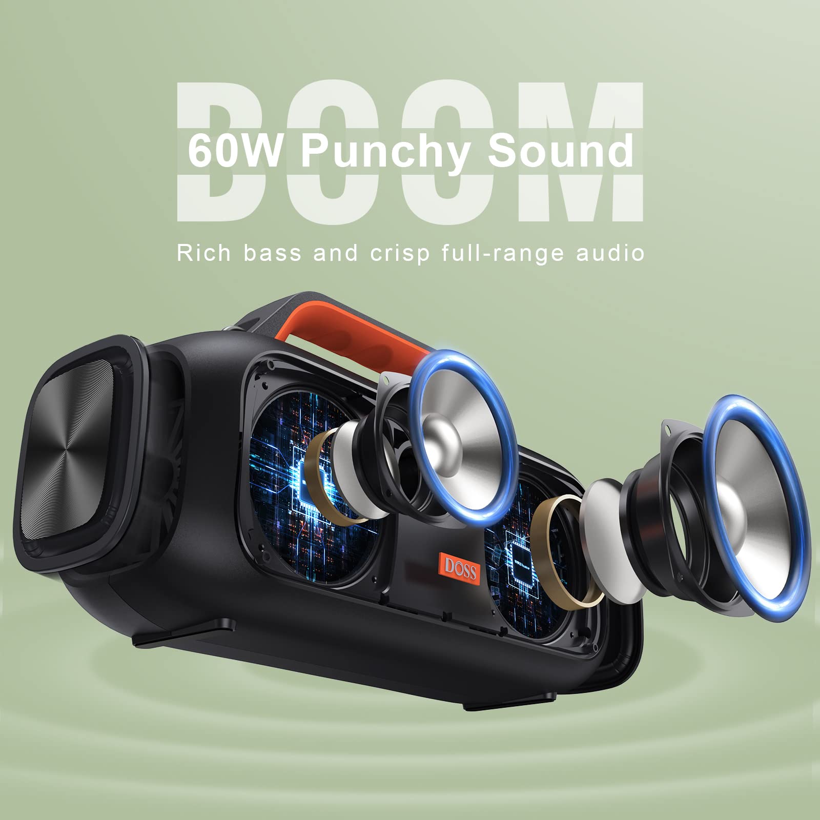 Foto 3 pulgar | Altavoz Bluetooth Exterior Doss Extreme Boom 60w Naranja - Venta Internacional.