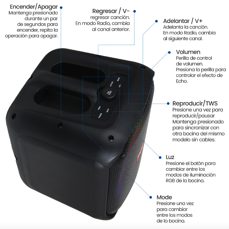 Foto 5 | Bocina Portátil Fol con Bluetooth Pro Led Fs-l1206x