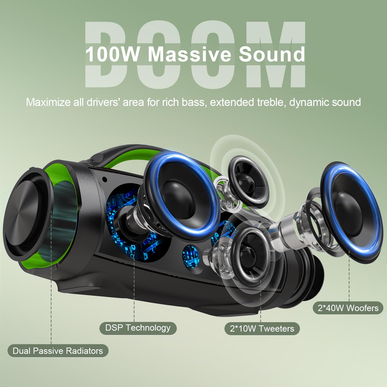 Foto 3 pulgar | Altavoz Bluetooth Doss Extreme Boom Pro 100w Stereo Sound - Venta Internacional.