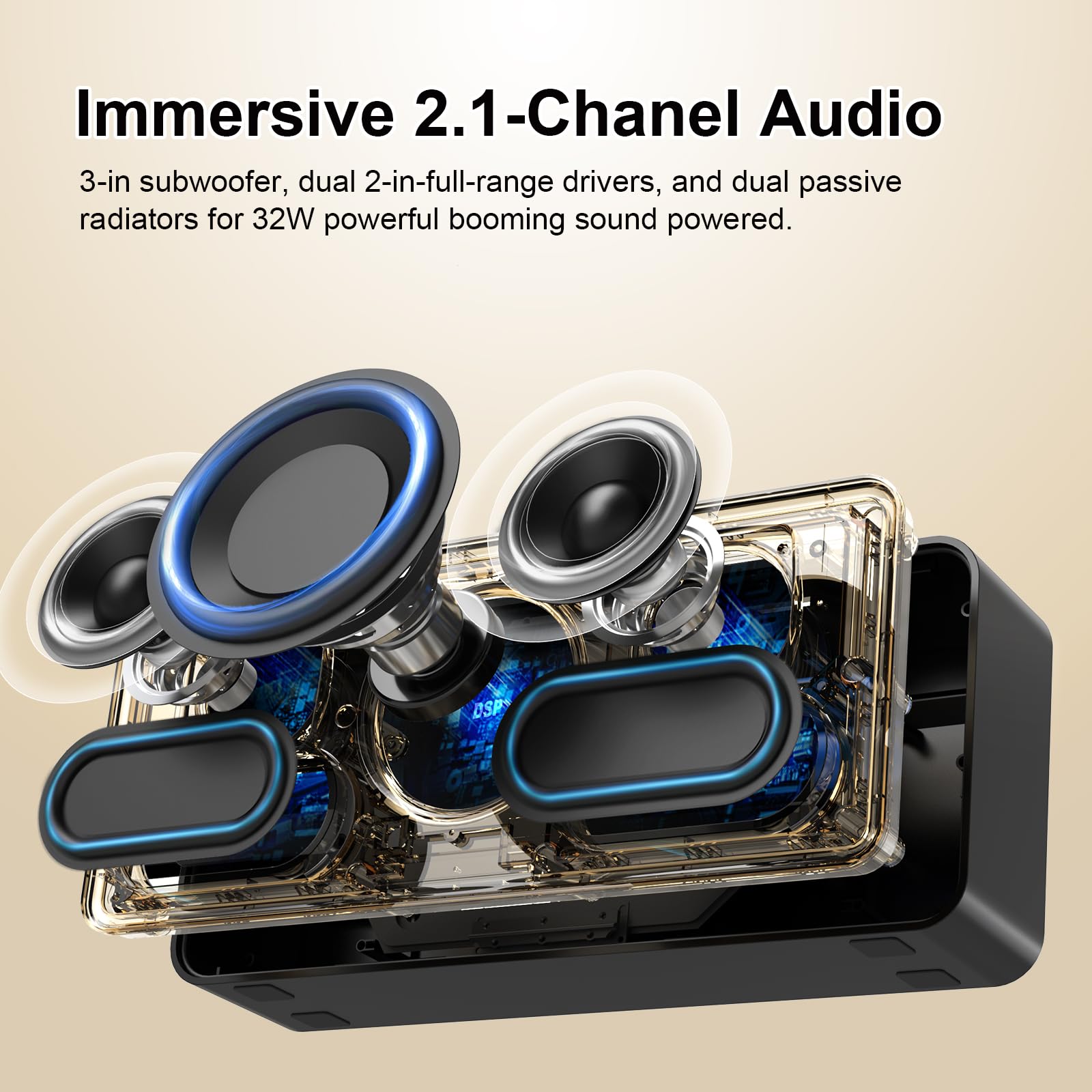 Foto 3 pulgar | Altavoz Bluetooth Doss Soundbox Xl 32w Con Subwoofer Dorado - Venta Internacional.