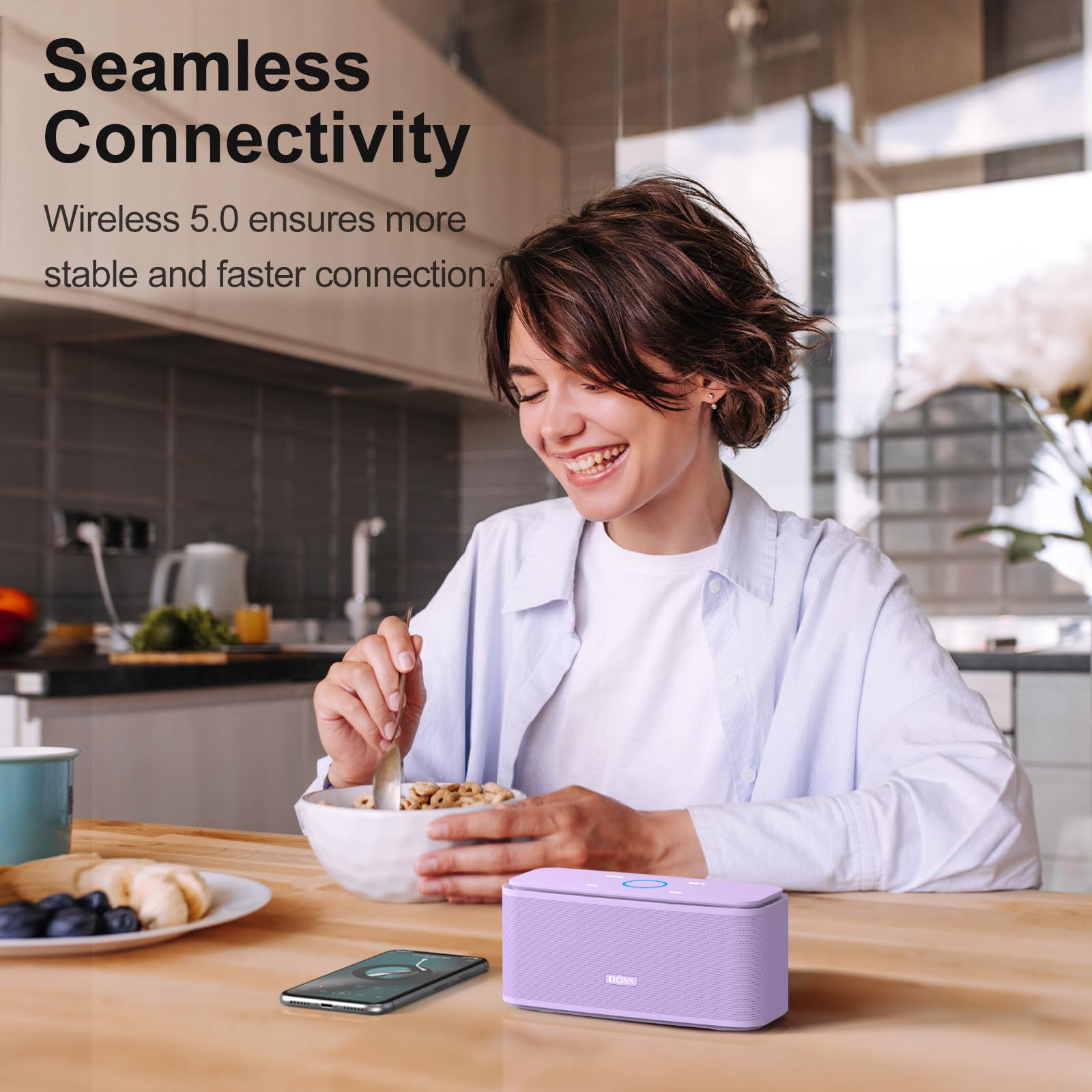 Foto 5 | Altavoz Bluetooth Doss Soundbox Touch 12w Hd Sound Purple - Venta Internacional.