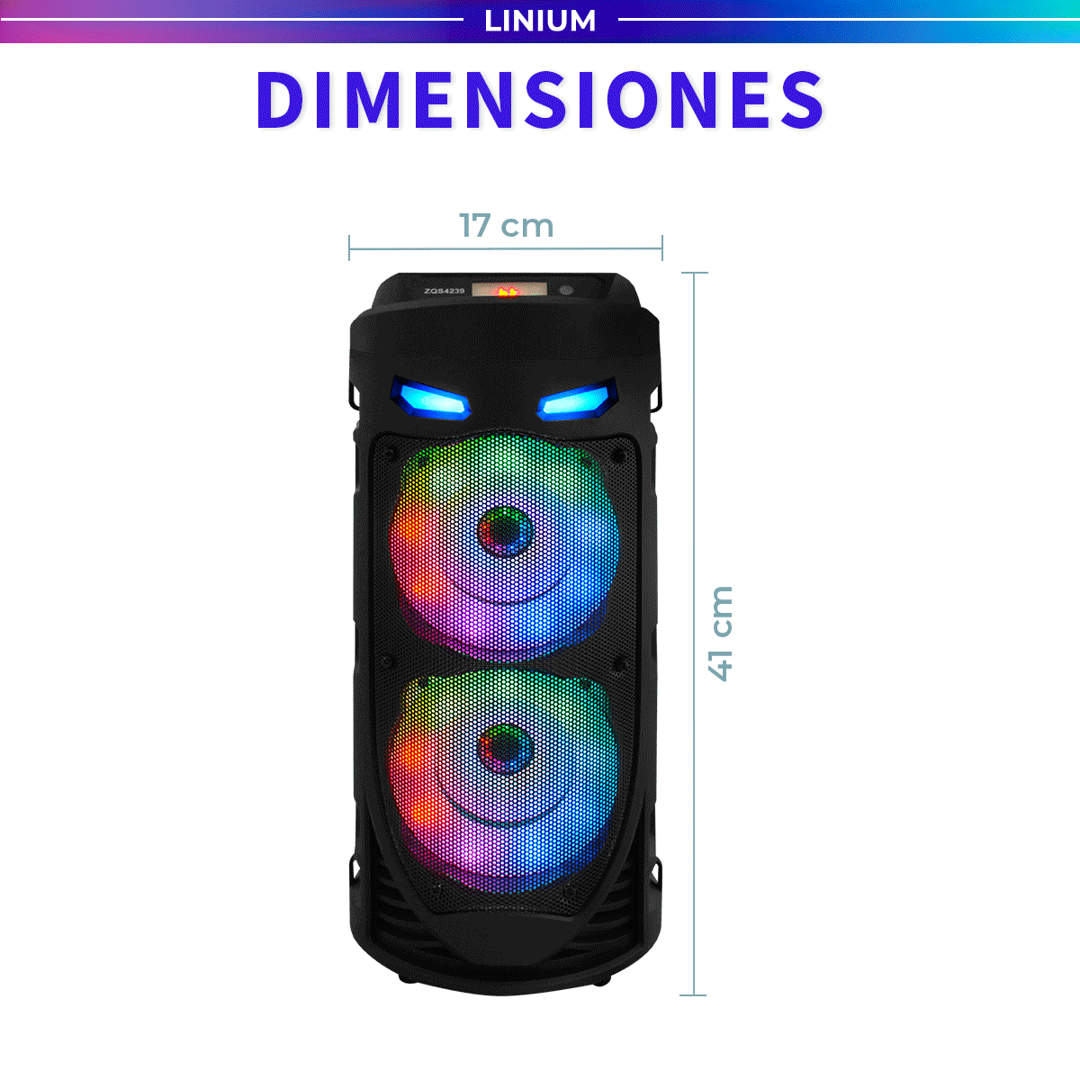 Foto 3 pulgar | Bocina Altavoz Bluetooth Linium  Portátil Luces Led Con Micrófono Negro