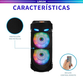 Foto 3 | Bocina Altavoz Bluetooth Linium Portátil Luces Led Con Micrófono Negro