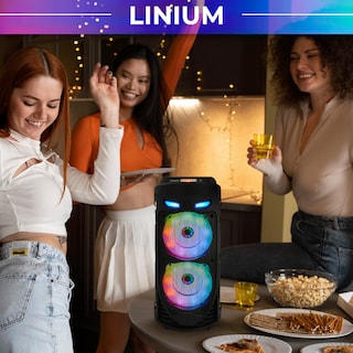 Foto 4 | Bocina Altavoz Bluetooth Linium Portátil Luces Led Con Micrófono Negro