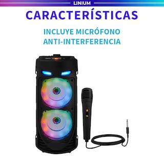 Foto 7 | Bocina Altavoz Bluetooth Linium Portátil Luces Led Con Micrófono Negro