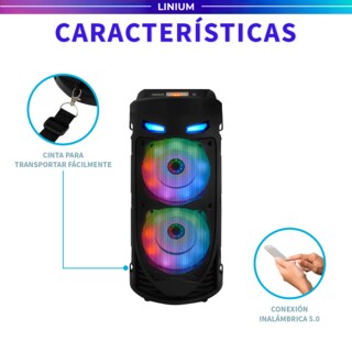 Foto 8 | Bocina Altavoz Bluetooth Linium Portátil Luces Led Con Micrófono Negro