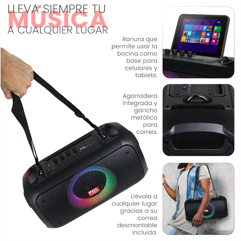 Foto 5 pulgar | Bocina Fol Inalámbrica Bluetooth Portátil Recargable con Micrófono FS-L128