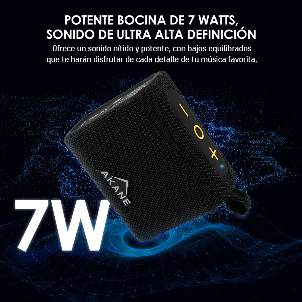 Foto 4 pulgar | Bocina Bluetooth Portátil Mini 7 Watts Resistencia Al Agua Ip67, Akane, Color Negro