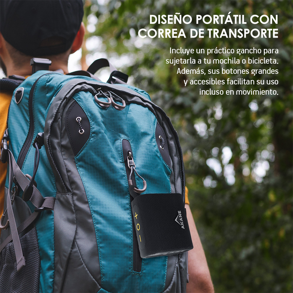 Foto 4 | Bocina Bluetooth Portátil Mini 7 Watts Resistencia Al Agua Ip67, Akane, Color Negro