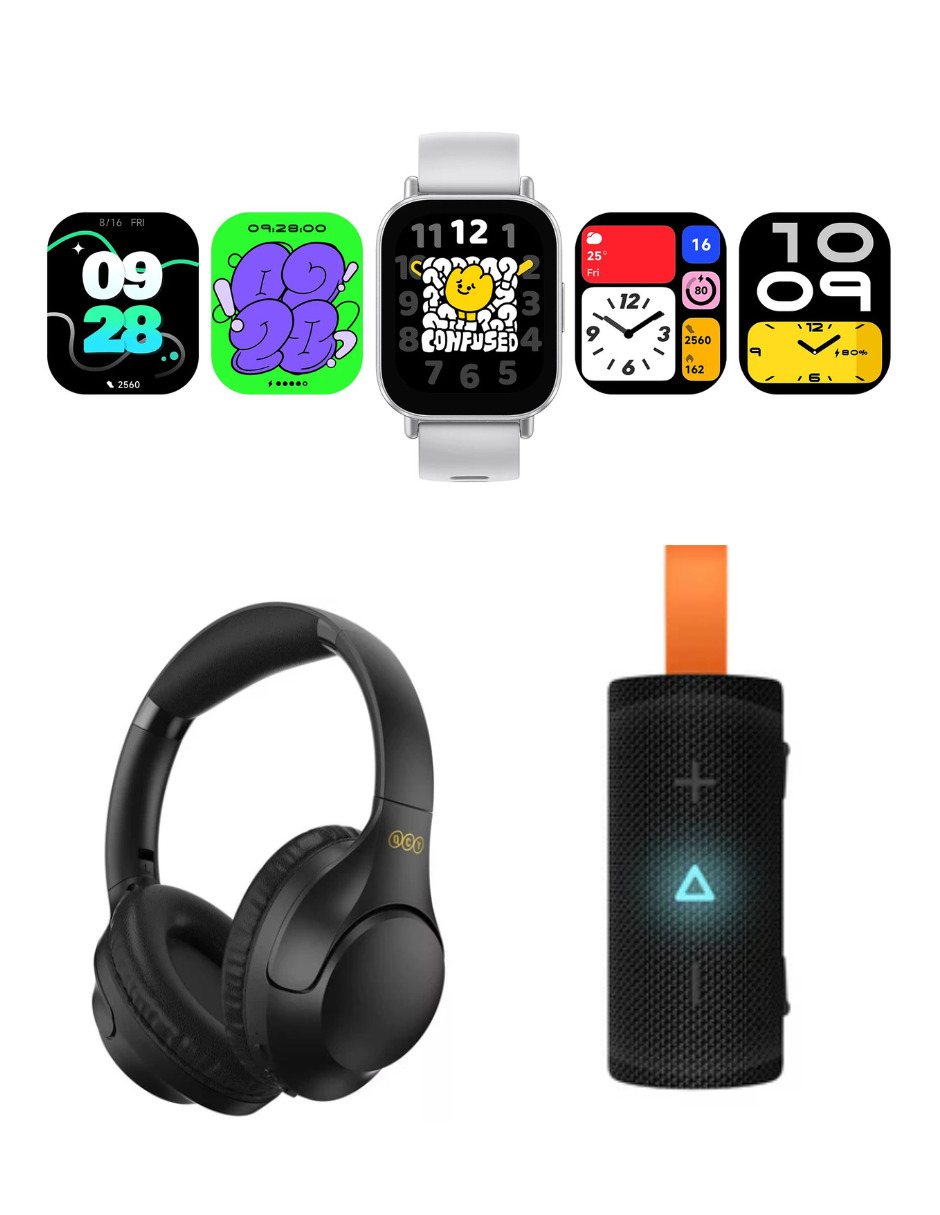 Foto 3 pulgar | Bundle Xiaomi Sound Poket Negro + Qcy H2 Pro. + Xiaomi Redmi Watch 5 Active