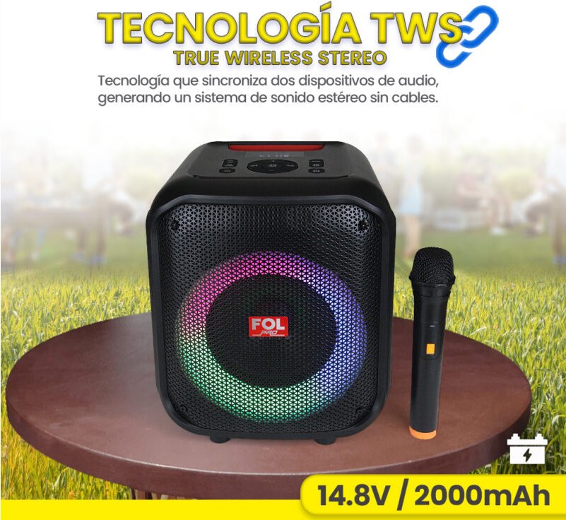 Foto 9 pulgar | Bocina Fol Portatil Recargable Inalámbrico Bluetooth Tws Con Micrófono Inalámbrico Fs-l1216m