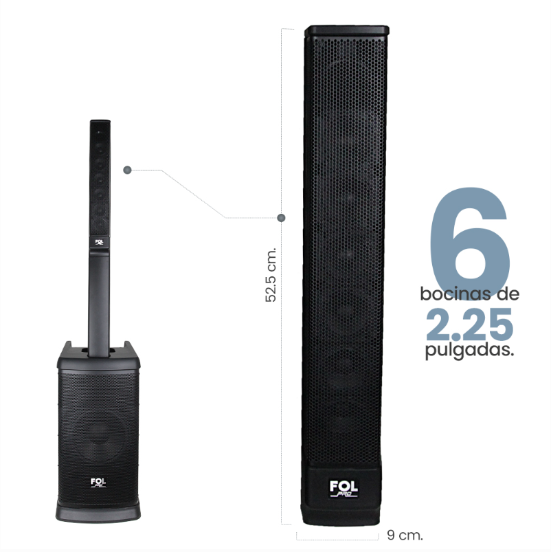 Foto 2 | Bocina Fol Torre De Sonido Bluetooth Inalámbrica Con 2 Micrófonos Inalámbricos 420 Watts