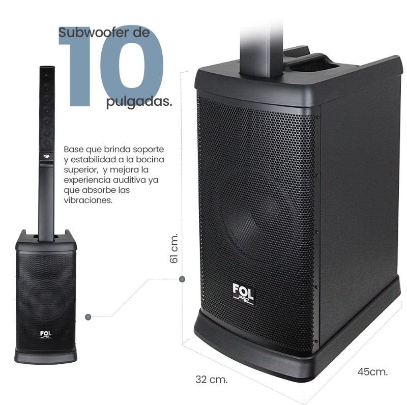 Foto 3 | Bocina Fol Torre De Sonido Bluetooth Inalámbrica Con 2 Micrófonos Inalámbricos 420 Watts