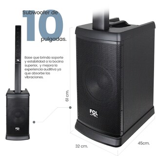 Foto 3 | Bocina Fol Torre De Sonido Bluetooth Inalámbrica Con 2 Micrófonos Inalámbricos 420 Watts