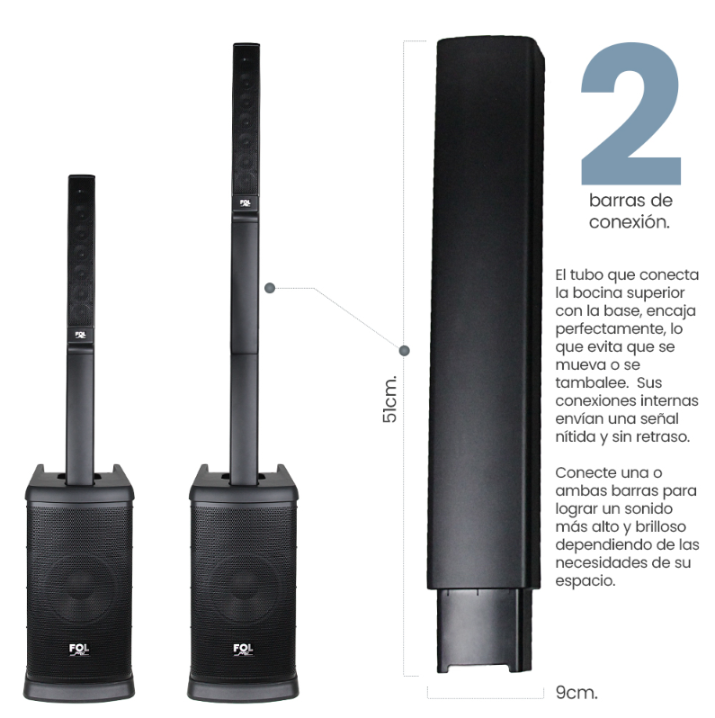 Foto 4 | Bocina Fol Torre De Sonido Bluetooth Inalámbrica Con 2 Micrófonos Inalámbricos 420 Watts