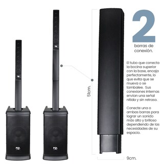 Foto 4 | Bocina Fol Torre De Sonido Bluetooth Inalámbrica Con 2 Micrófonos Inalámbricos 420 Watts