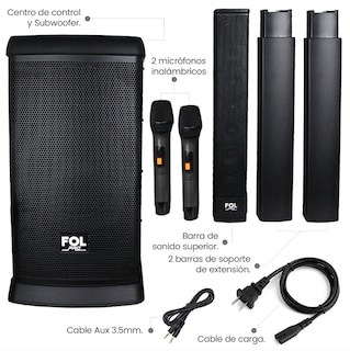 Foto 5 | Bocina Fol Torre De Sonido Bluetooth Inalámbrica Con 2 Micrófonos Inalámbricos 420 Watts