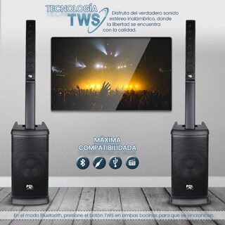 Foto 7 | Bocina Fol Torre De Sonido Bluetooth Inalámbrica Con 2 Micrófonos Inalámbricos 420 Watts