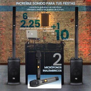 Foto 8 | Bocina Fol Torre De Sonido Bluetooth Inalámbrica Con 2 Micrófonos Inalámbricos 420 Watts