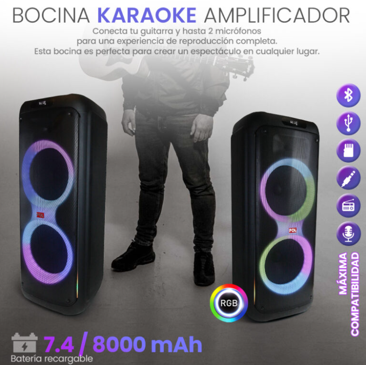 Foto 9 pulgar | Bocina Fol Inalámbrica Bluetooth Portatil Recargable Fs-l2212