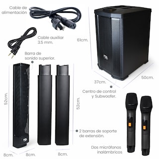 Foto 4 | Bocina Fol Torre De Sonido Bluetooth Tws 2 Micrófonos Inalambricos Fs-t900 Negro 900 Watts