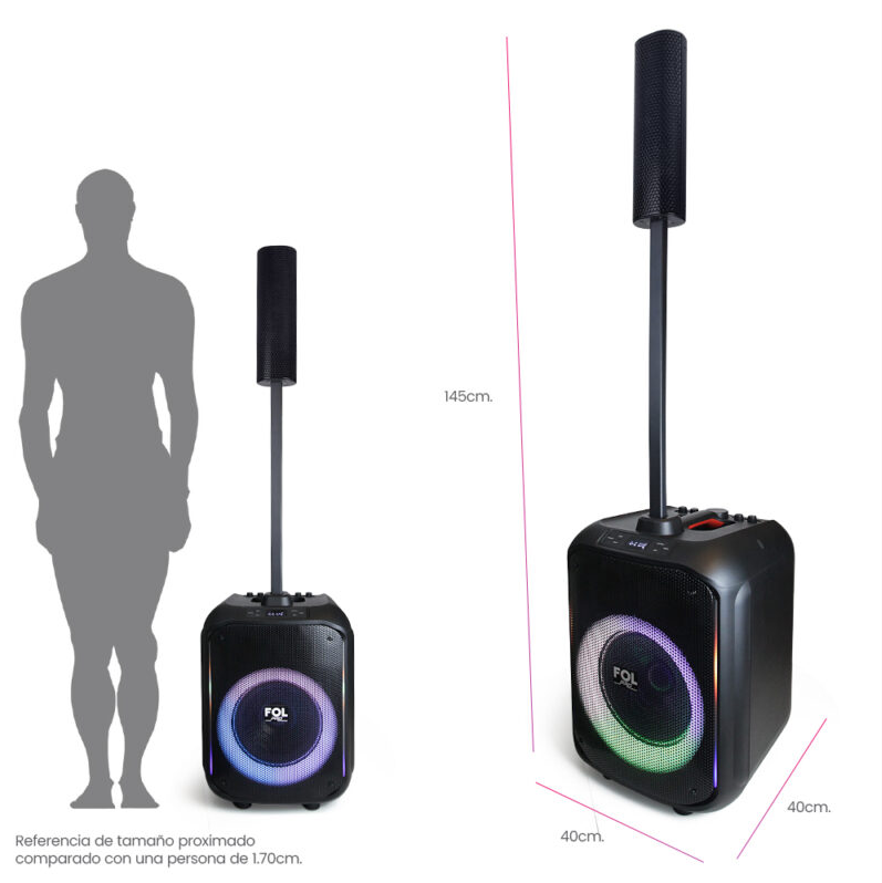 Foto 5 | Bocina  Fol Torre de Sonido Inalámbrica Portátil Bluetooth Tws Recargable Con Micrófono