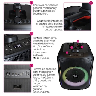 Foto 6 | Bocina Fol Torre de Sonido Inalámbrica Portátil Bluetooth Tws Recargable Con Micrófono