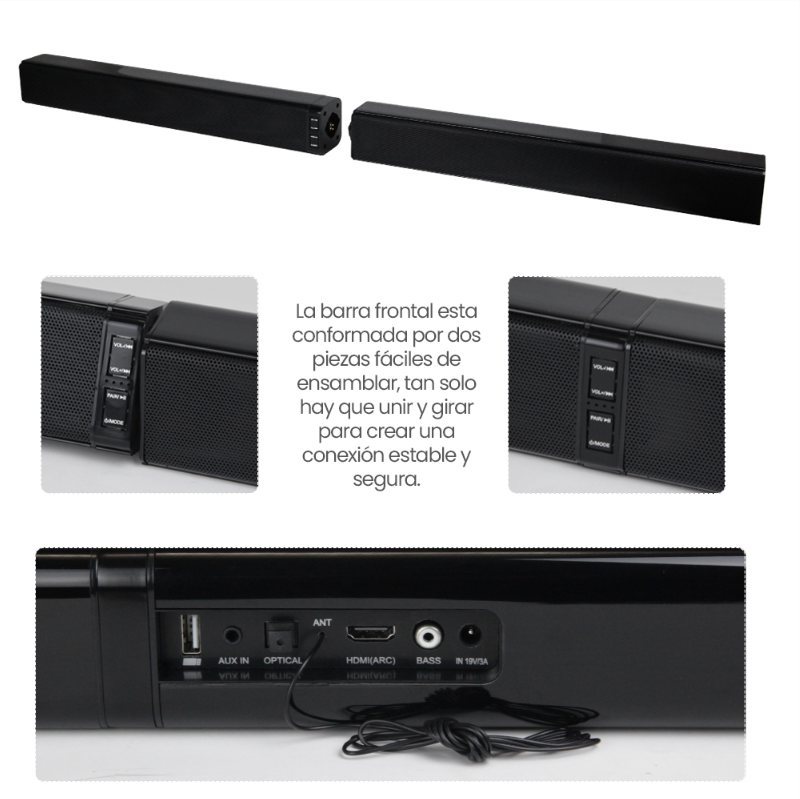 Foto 6 pulgar | Barra De Sonido Con Subwoofer Fol Bluetooth Hdmi Usb 100w