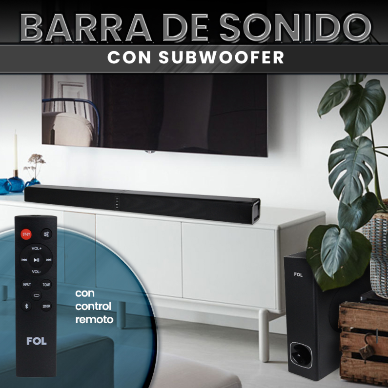 Foto 8 pulgar | Barra De Sonido Con Subwoofer Fol Bluetooth Hdmi Usb 100w