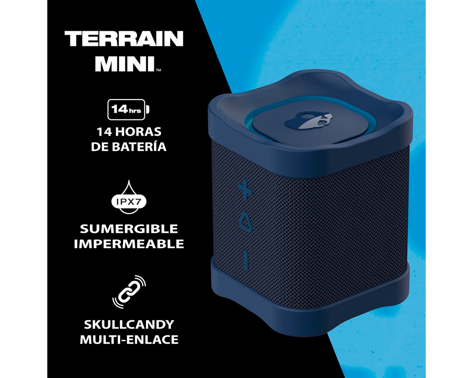 Foto 3 pulgar | Skullcandy Terrain Mini Altavoz Bluetooth Inalámbrico Contra Agua Ipx7 Azul