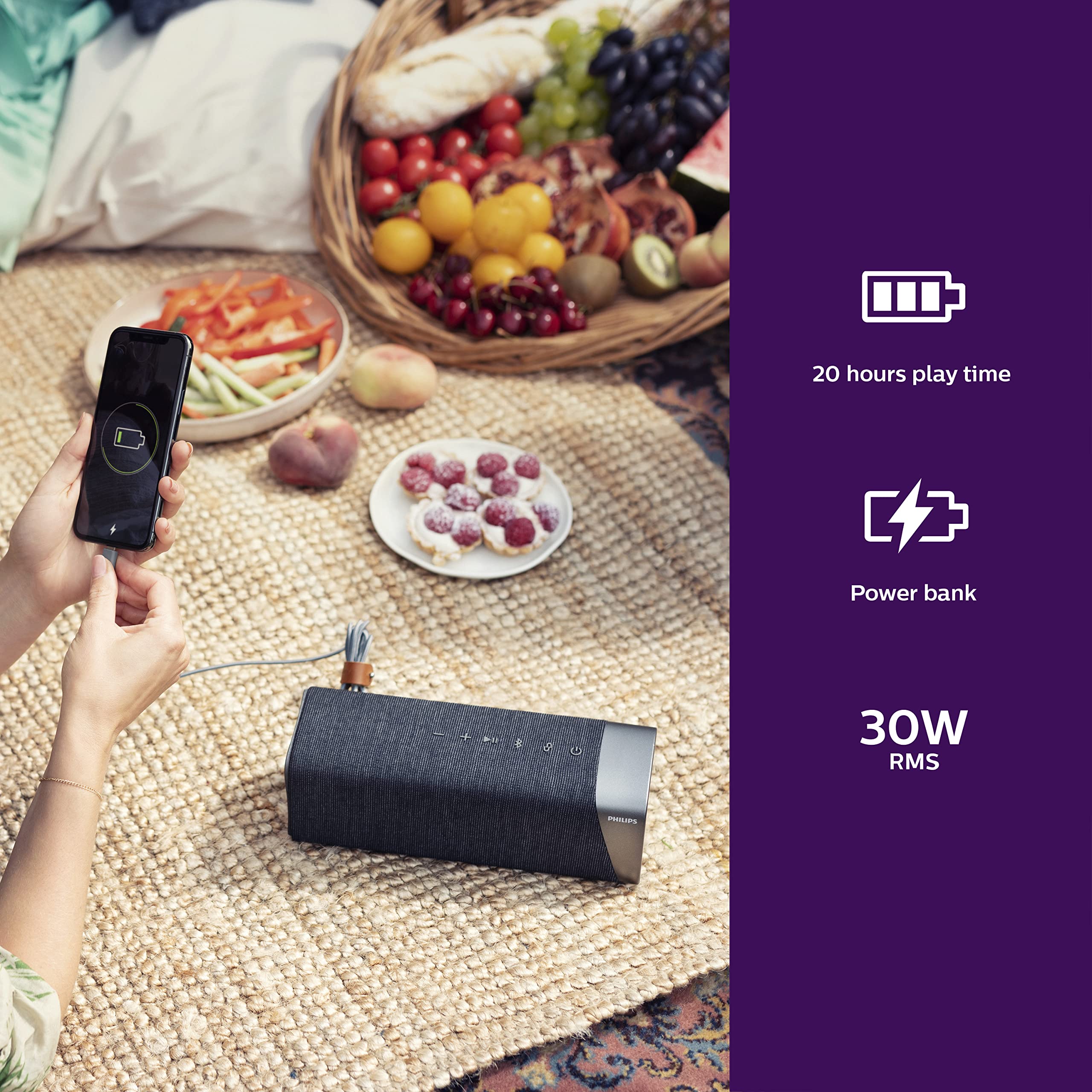 Foto 3 pulgar | Altavoz Bluetooth Philips S7505 Inalámbrico Con Banco De Energía Gris - Venta Internacional.