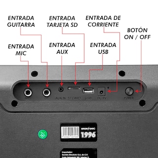 Foto 5 | Bocina Portátil Retro 1996 Bt Suspensión De Aire Broksonic