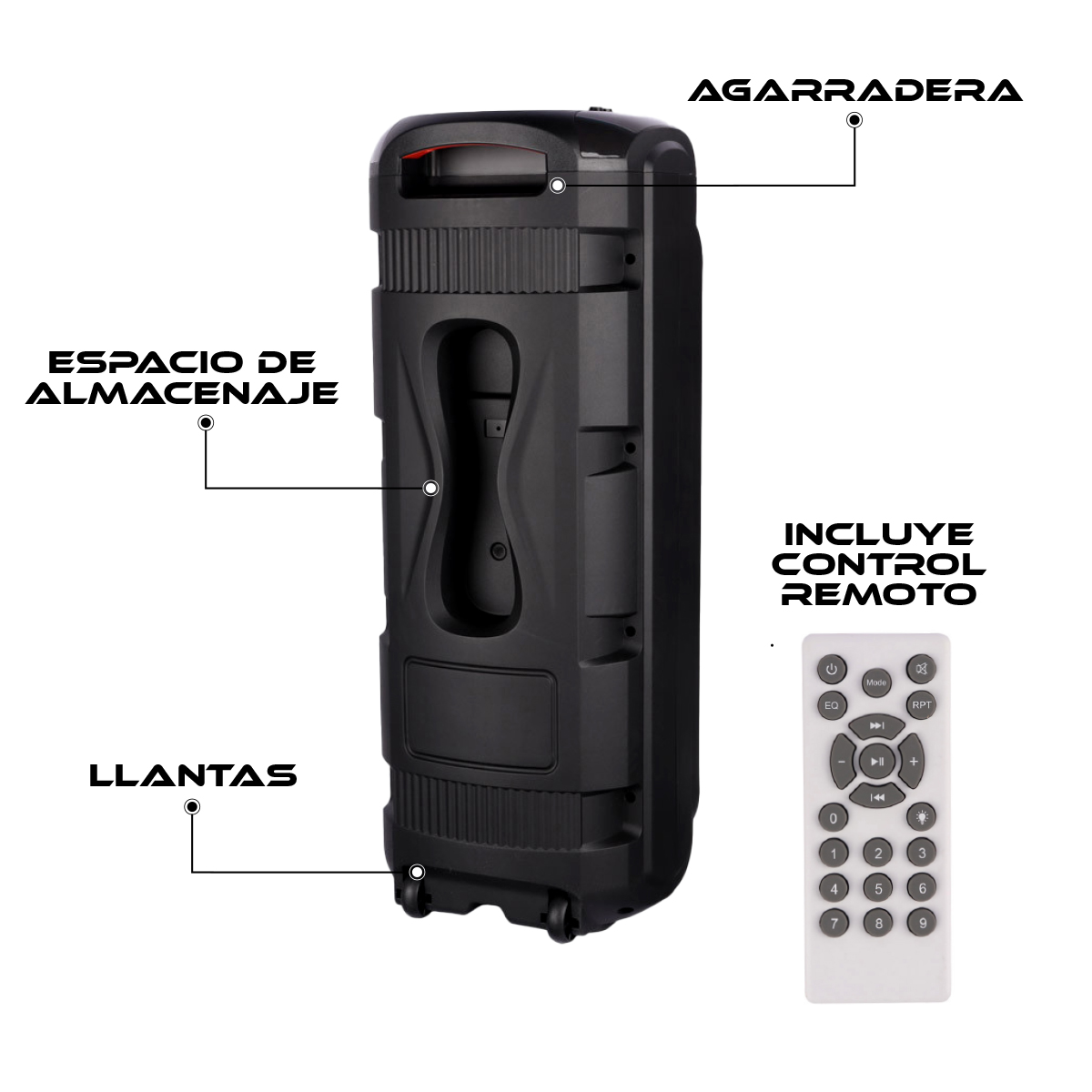 Foto 3 pulgar | Bocina Bafle Portátil Bluetooth 2 x 8 Pulgadas con Microfono