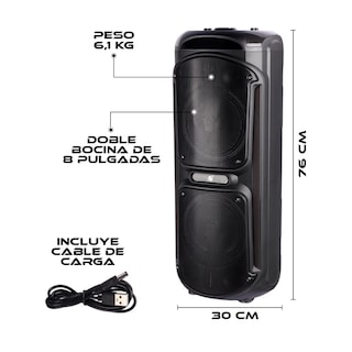 Foto 3 | Bocina Bafle Portátil Bluetooth 2 x 8 Pulgadas con Microfono
