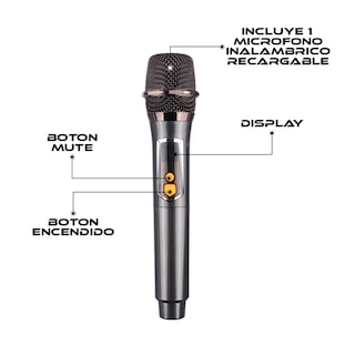 Foto 4 | Bocina Bafle Portátil Bluetooth 2 x 8 Pulgadas con Microfono