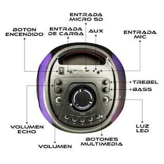 Foto 6 | Bocina Bafle Portátil Bluetooth 2 x 8 Pulgadas con Microfono