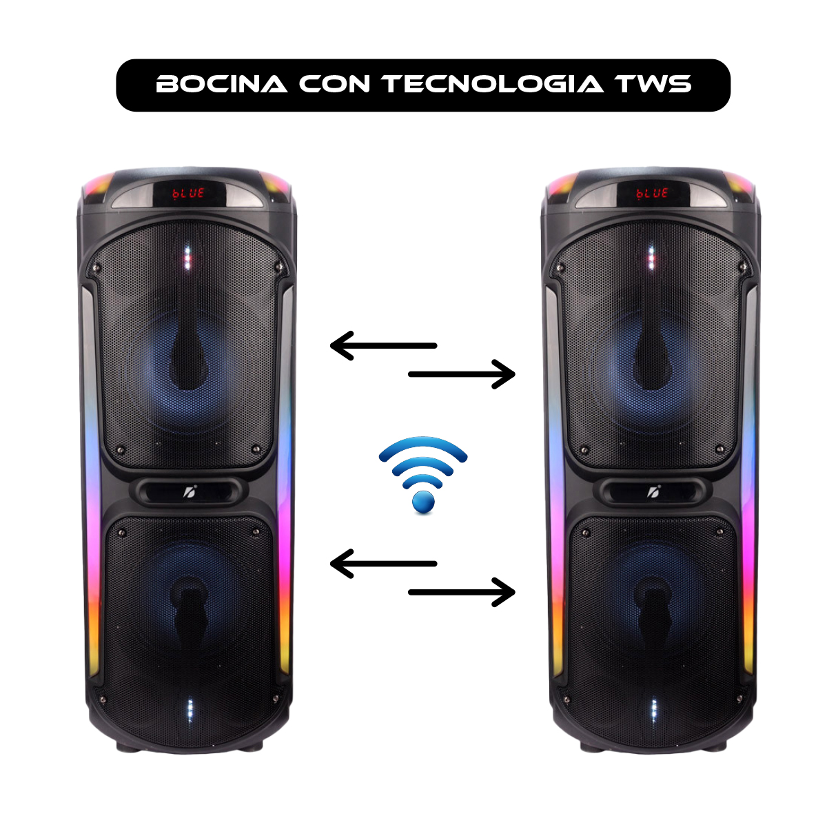 Foto 8 pulgar | Bocina Bafle Portátil Bluetooth 2 x 8 Pulgadas con Microfono