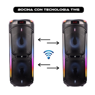 Foto 7 | Bocina Bafle Portátil Bluetooth 2 x 8 Pulgadas con Microfono