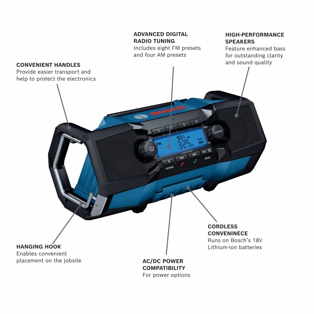 Foto 3 pulgar | Radio De Trabajo Bosch Gpb18v-2cn, 18 V, Bluetooth 5.0, Alcance 30 M - Venta Internacional.