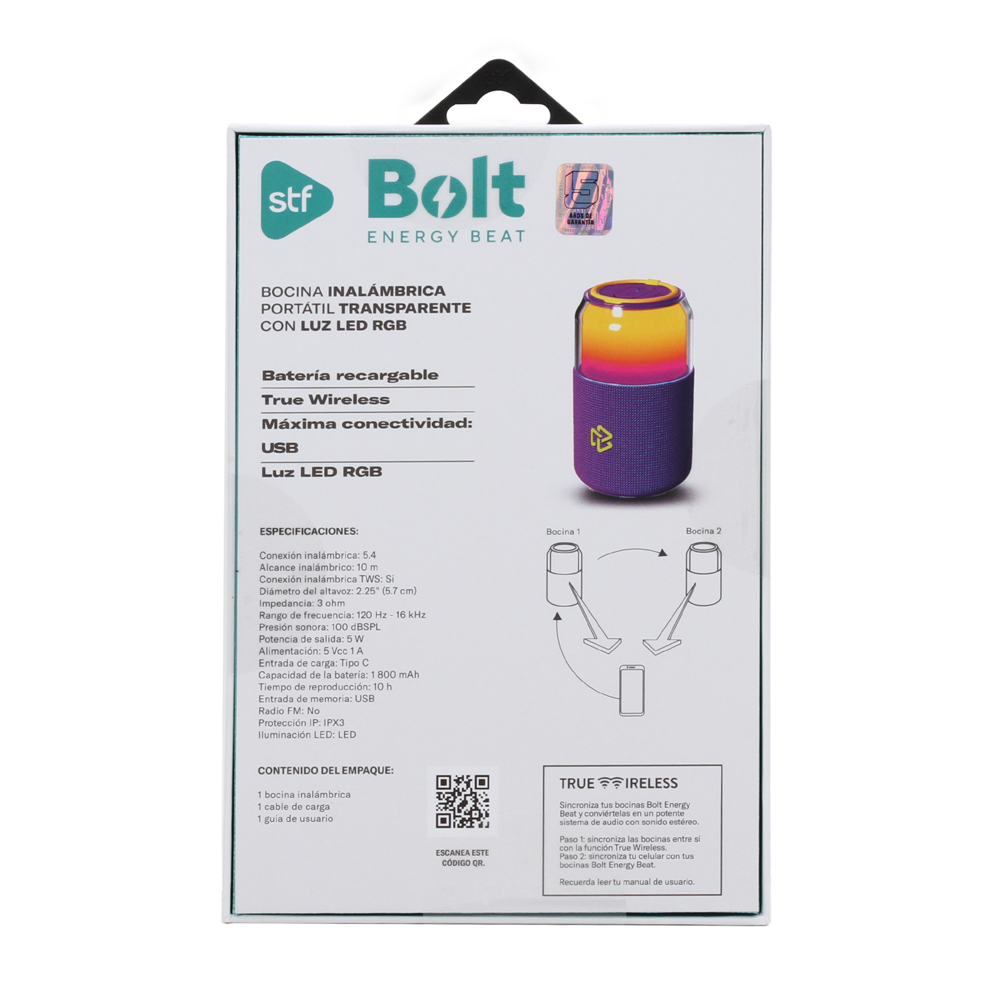 Foto 9 pulgar | Bocina Inalámbrica Portátil Stf Bolt 5w Protección Ipx3  Color Morado
