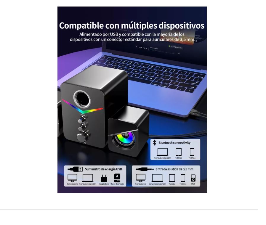 Foto 2 | Xtellar Bocinas Con Subwoofer Con Luces Rgb Led Para Pc/tv