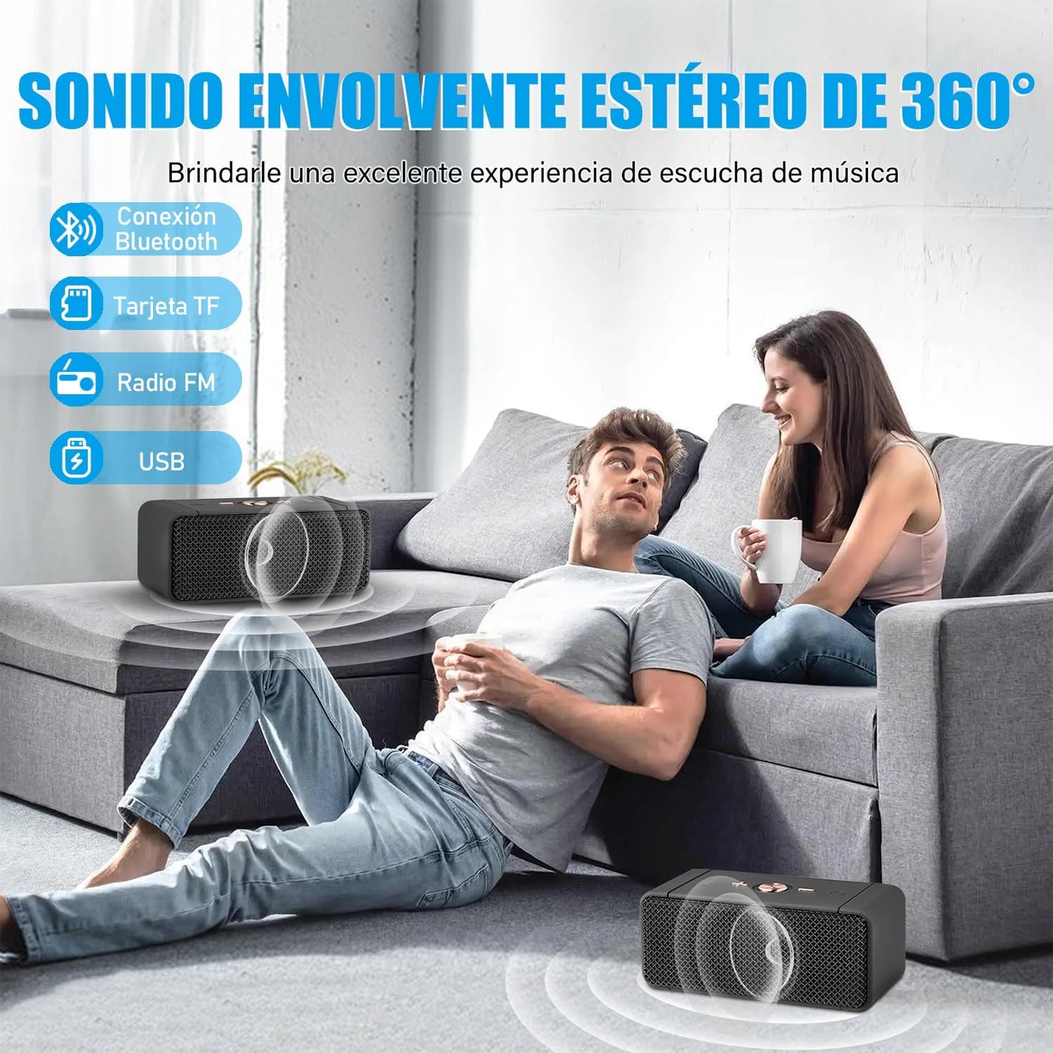 Foto 6 pulgar | Bocina Bluetooth Portátil Sonido Envolvente Estéreo de 360°