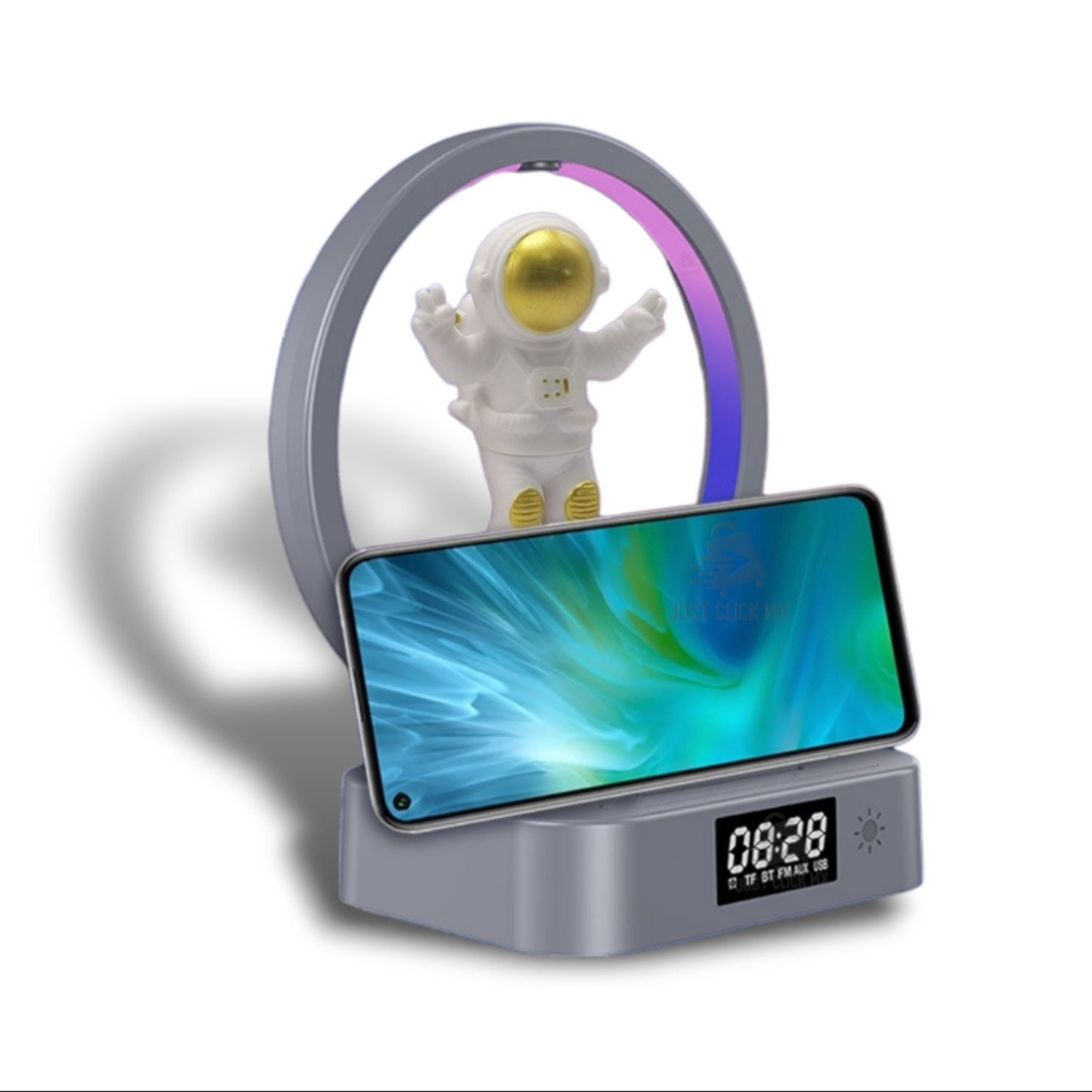 Foto 1 | Reloj Despertador Lámpara Led Rgb Bocina Cargador Astronauta