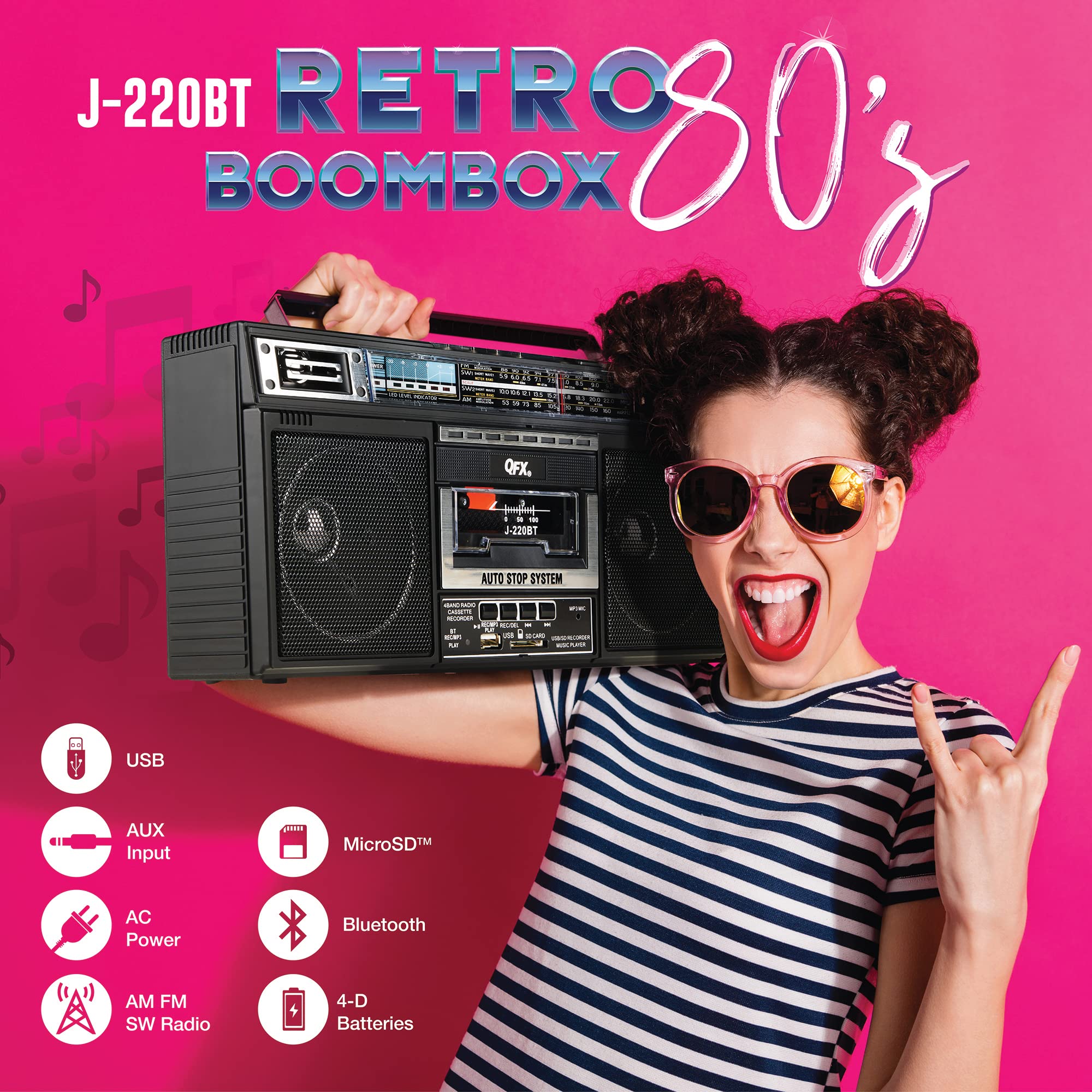 Foto 6 pulgar | Conversión De Mp3 Boombox Qfx J-220bt De Radio A Casete - Venta Internacional.