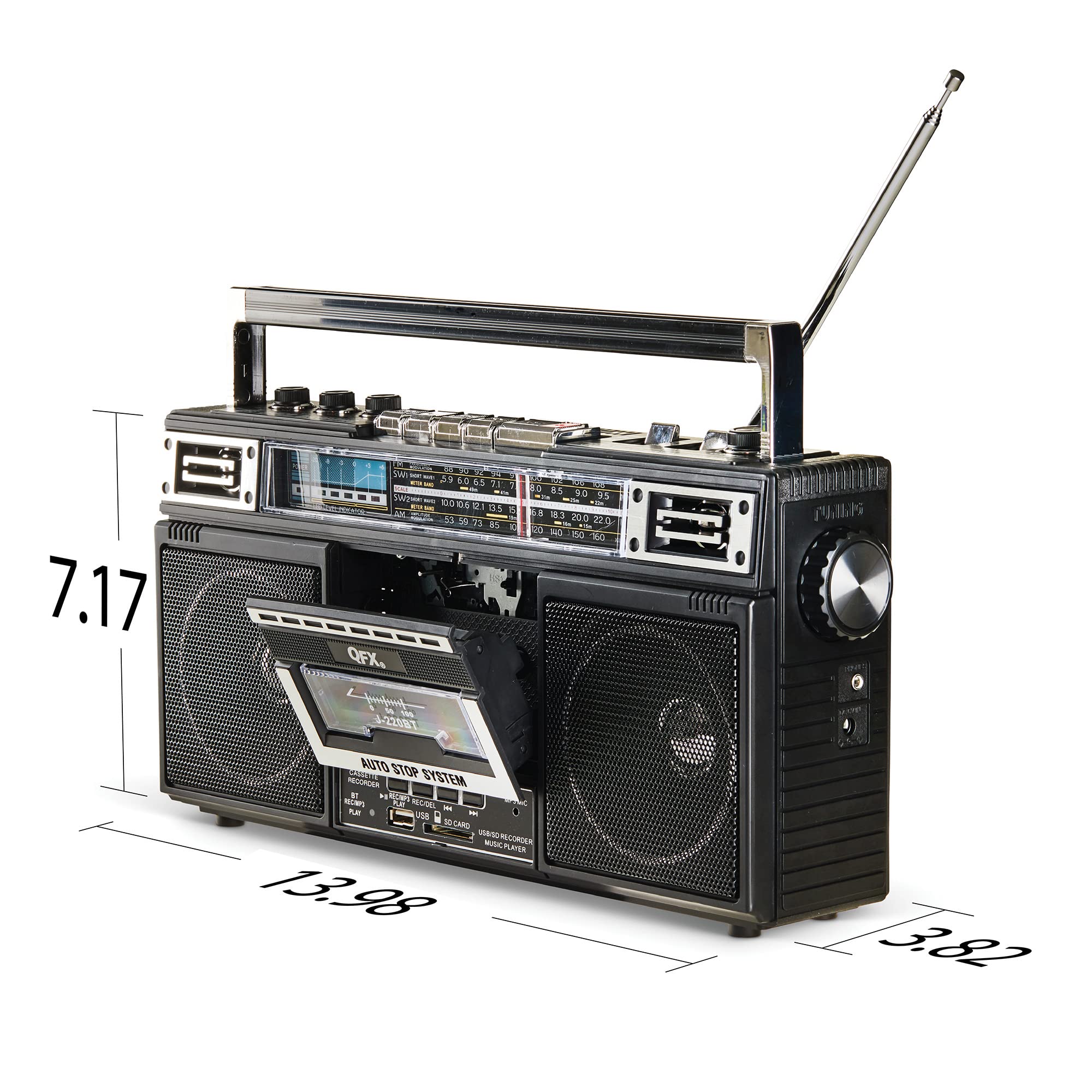 Foto 7 pulgar | Conversión De Mp3 Boombox Qfx J-220bt De Radio A Casete - Venta Internacional.