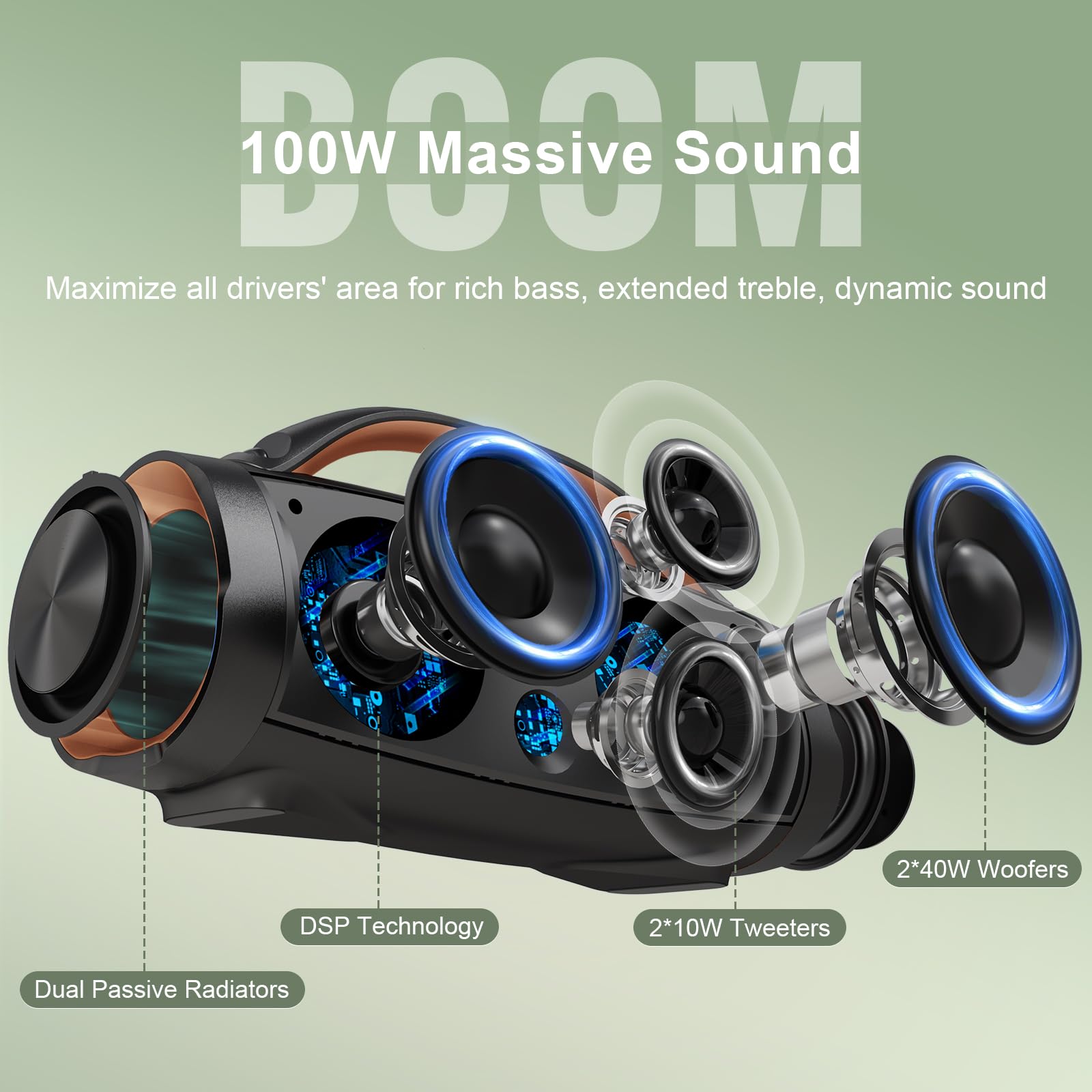 Foto 3 pulgar | Altavoz Bluetooth Doss Extreme Boom+ Sonido Estéreo De 100 W - Venta Internacional.