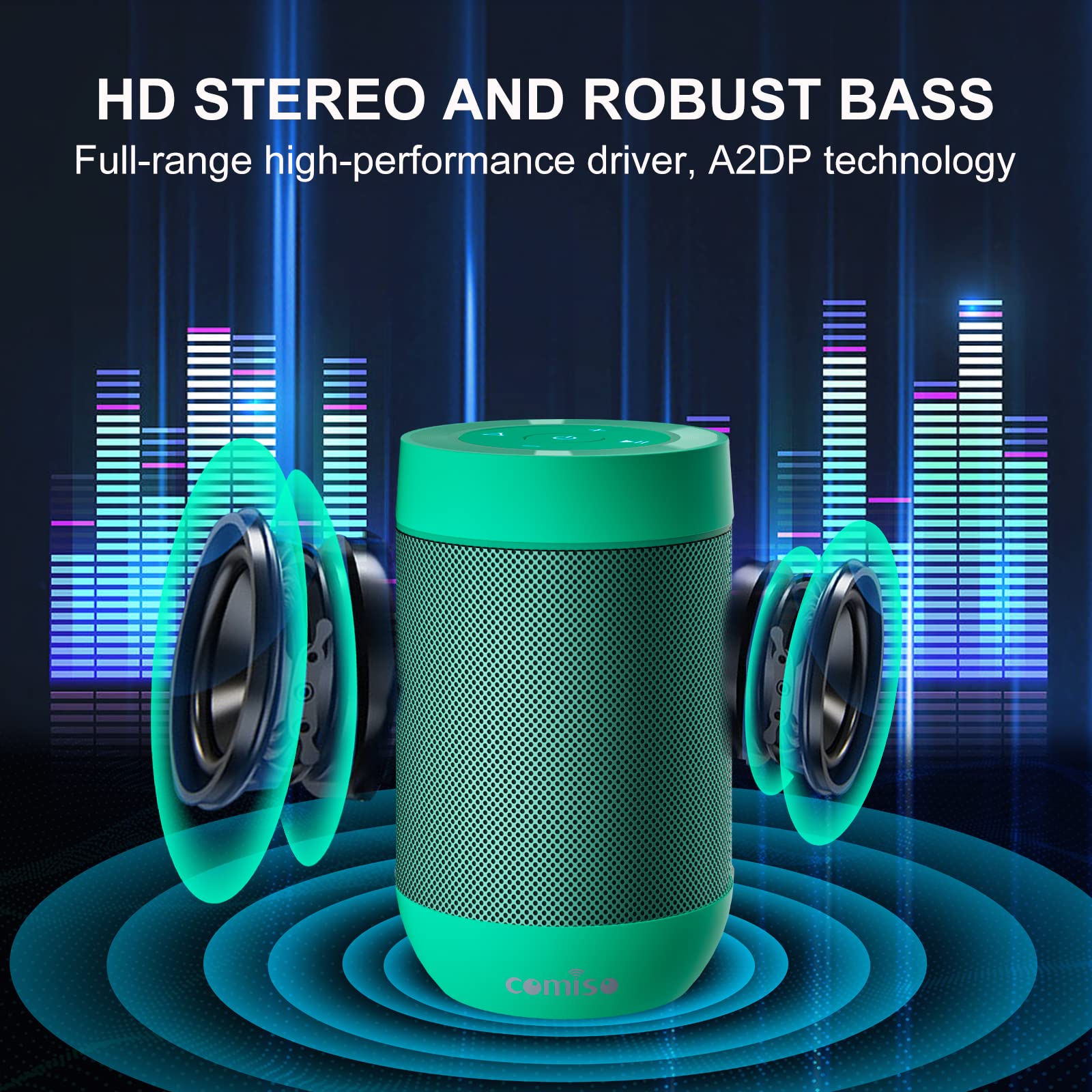 Foto 5 pulgar | Altavoz Bluetooth Comiso X26m Ip65 Impermeable Verde - Venta Internacional.