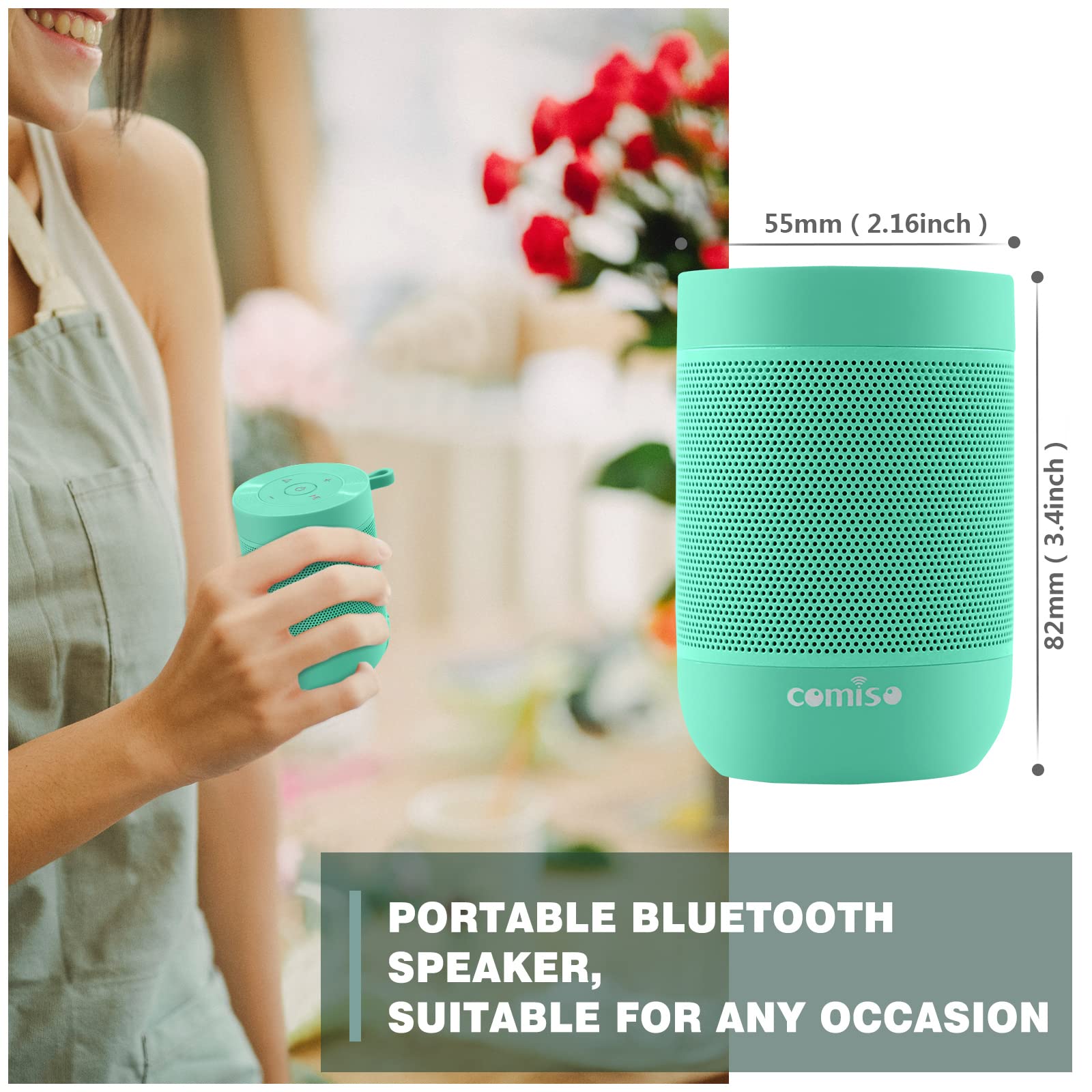 Foto 8 pulgar | Altavoz Bluetooth Comiso X26m Ip65 Impermeable Verde - Venta Internacional.