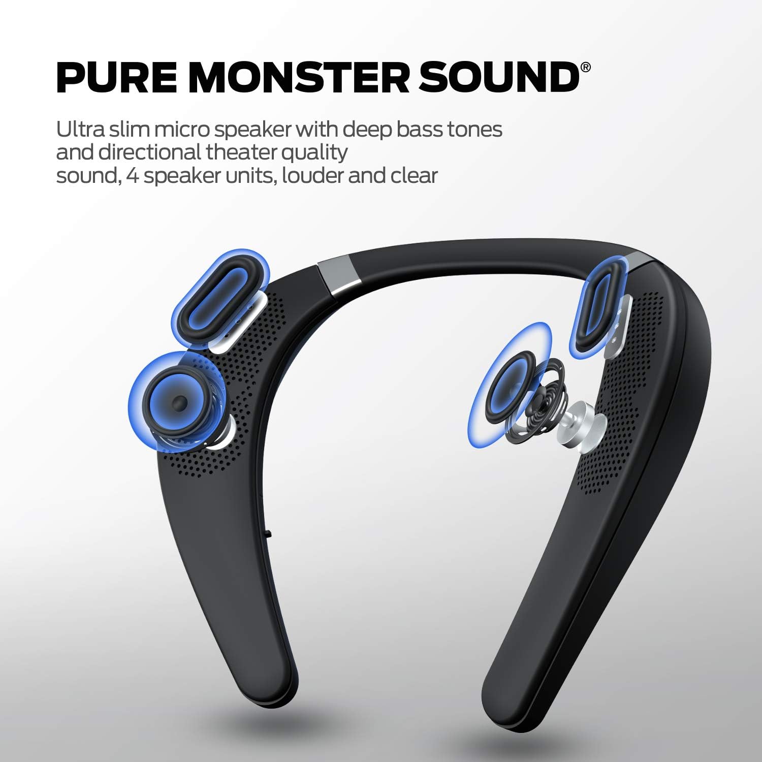 Foto 3 pulgar | Altavoz Bluetooth Monster Boomerang - Banda Para El Cuello, Color Negro - Venta Internacional.
